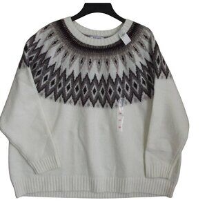 Old Navy Sweater Womens Size Plus 3X Off-White Fair Isles Nordic wool crew